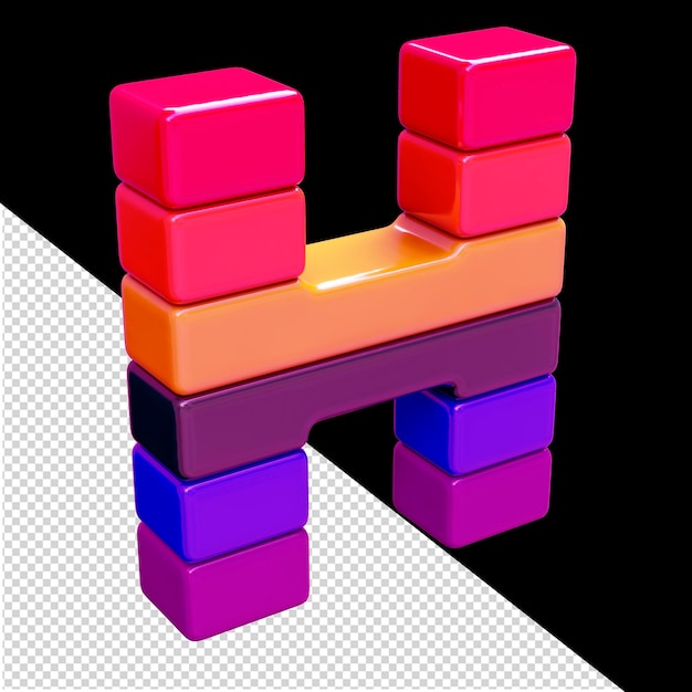 Color 3d symbol made of horizontal blocks letter h