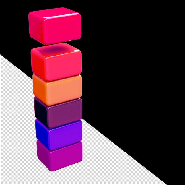 Color 3d symbol made of horizontal blocks letter i