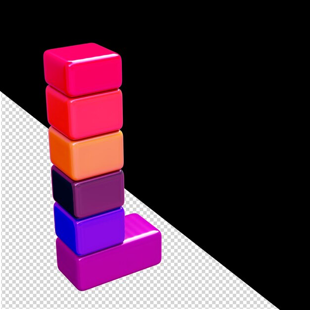 Color 3d symbol made of horizontal blocks letter l