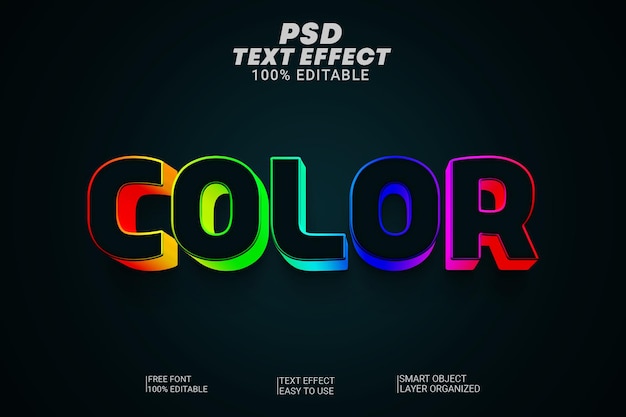 color 3d text style psd editable file