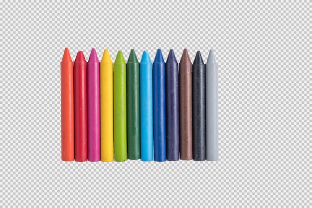 PSD color crayons isolated on white background