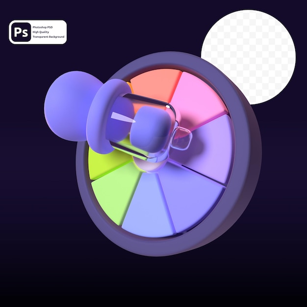 PSD color dropper in 3d render for graphic asset web presentation or other