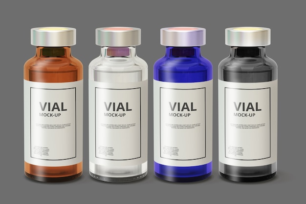 PSD color glass medicine vial mockup