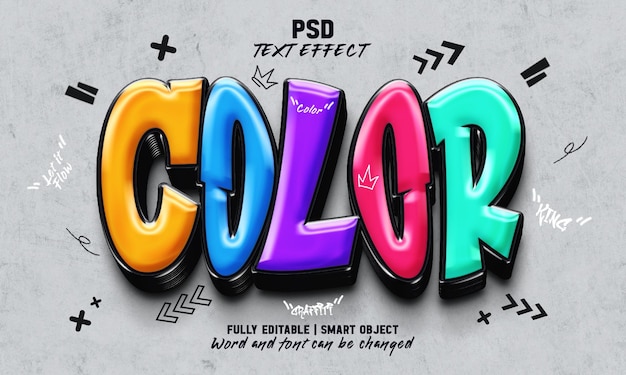 PSD colore effetto testo modificabile in stile graffiti