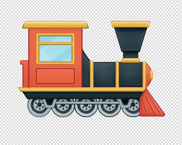 PSD Цветная иллюстрация поезда без фона