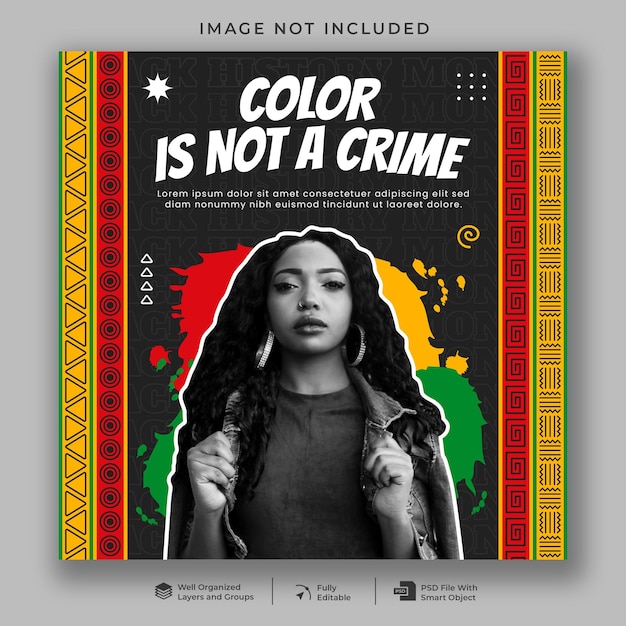 PSD color is not a crime social media banner template