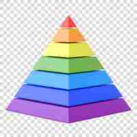 PSD color layered pyramid isolated on a white background maslow pyramid 3d render illustration