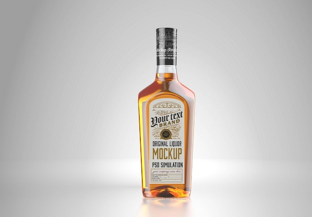 PSD mockup di bottiglia di vetro di liquore a colori