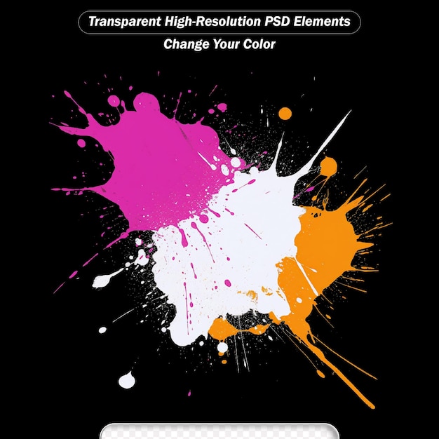 PSD color paint splashes transparent background