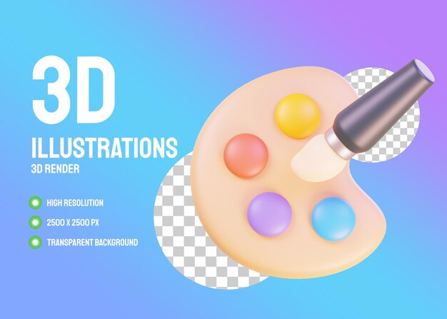 PSD color palette 3d illustrations