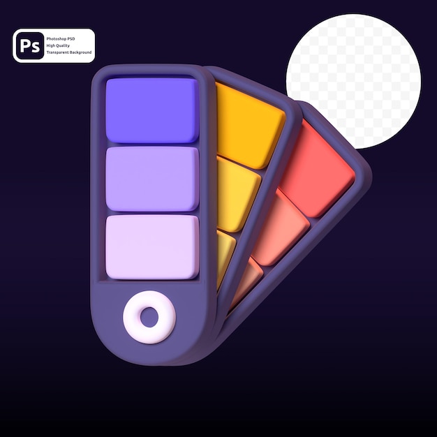 PSD color palette in 3d render for graphic asset web presentation or other