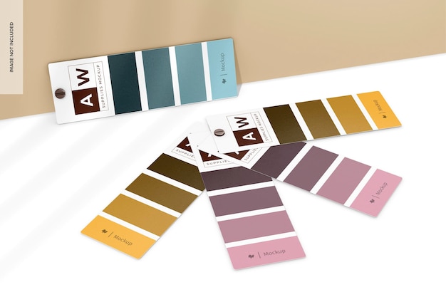 PSD color palette cards mockup opened