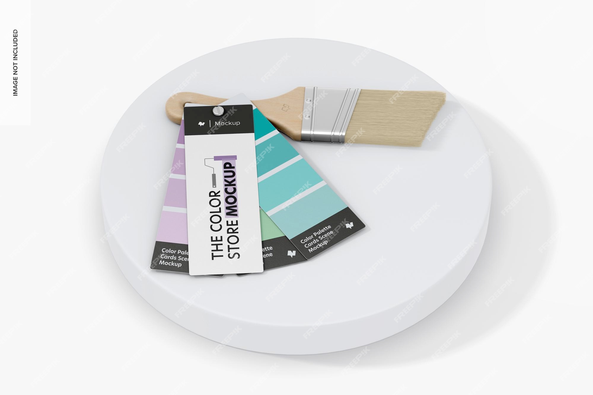 Premium PSD  Color palette cards scene mockup with podium