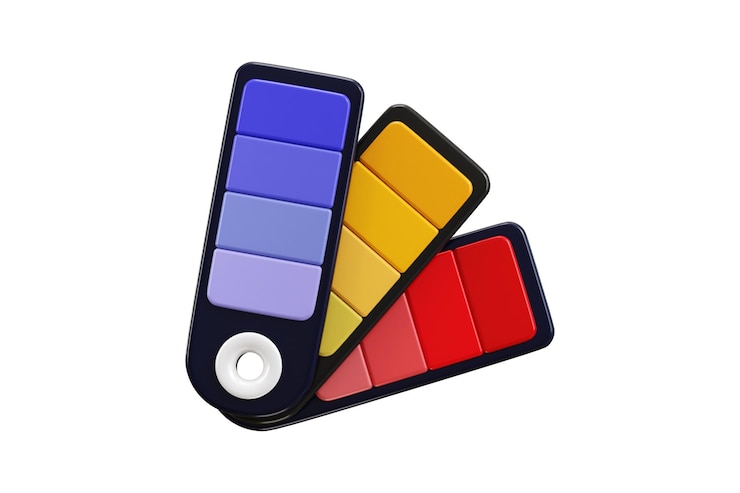 PSD color palette icon 3d render concept of graphic design element