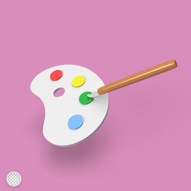 Color palette with brush cartoon minimal style 3d render illustration