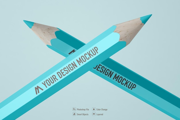 Color pencil mockup isolated design