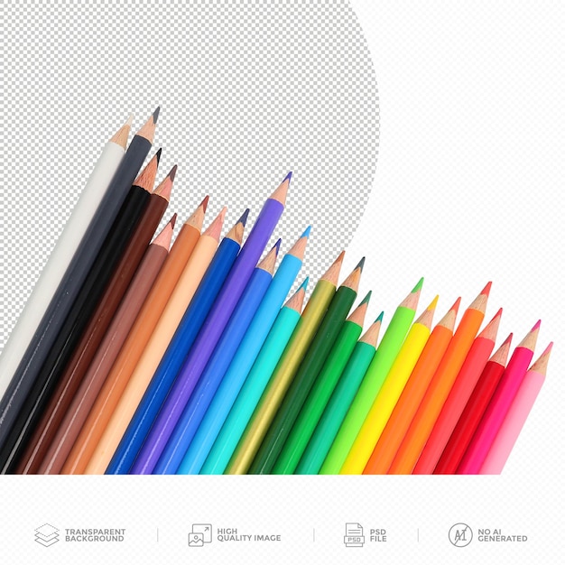 PSD color pencils on transparent background