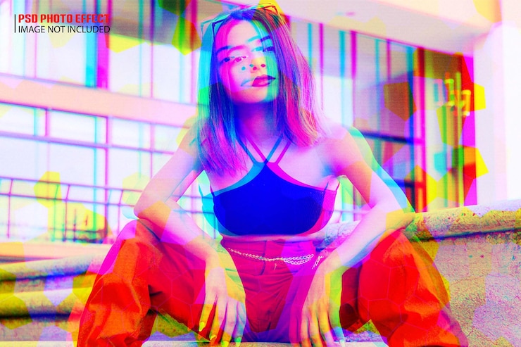 PSD color pixel photo effect design