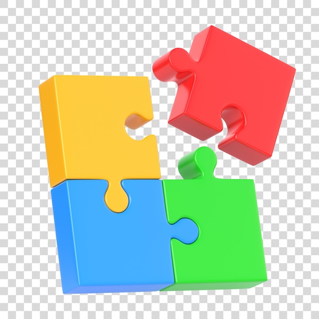 Color puzzle on a white background 3D render illustration