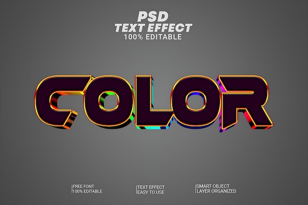 Color Sharp 3d text Effect psd