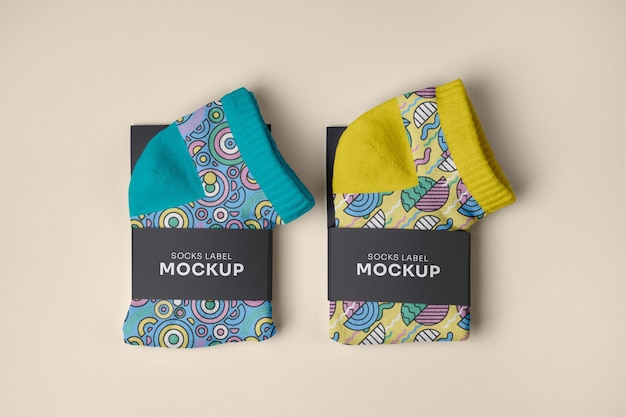 Color socks design mockup