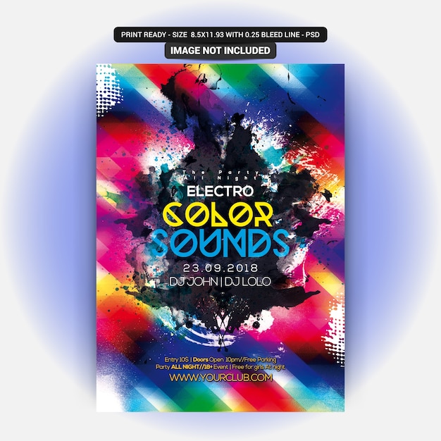 PSD volantino party colour sounds