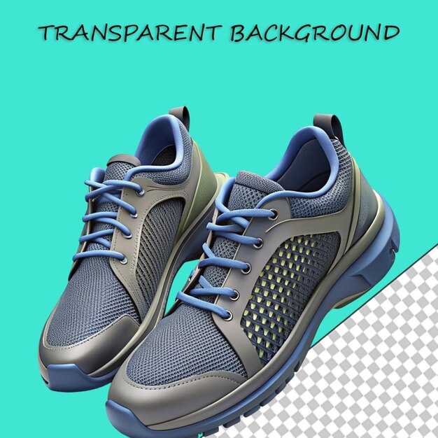 PSD color sport shoes on transparent background