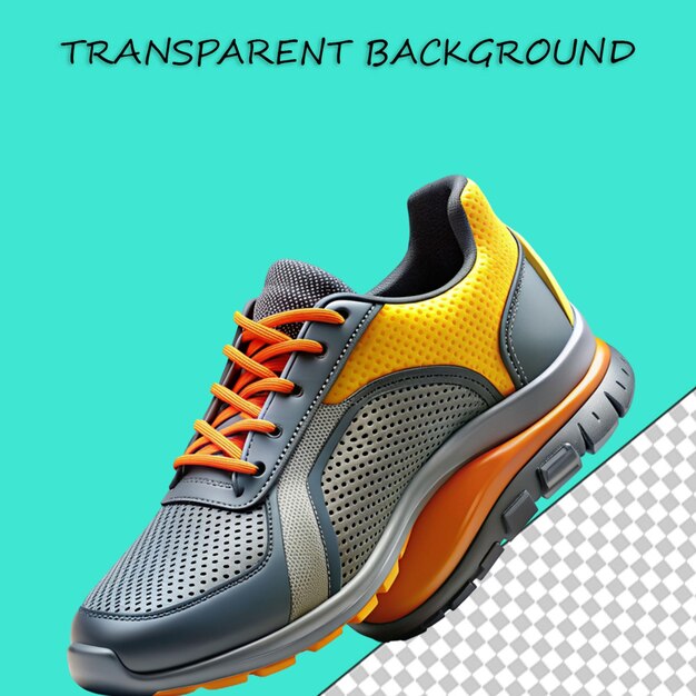 PSD color sport shoes on transparent background