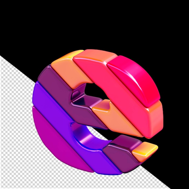 Color symbol made of diagonal blocks letter e