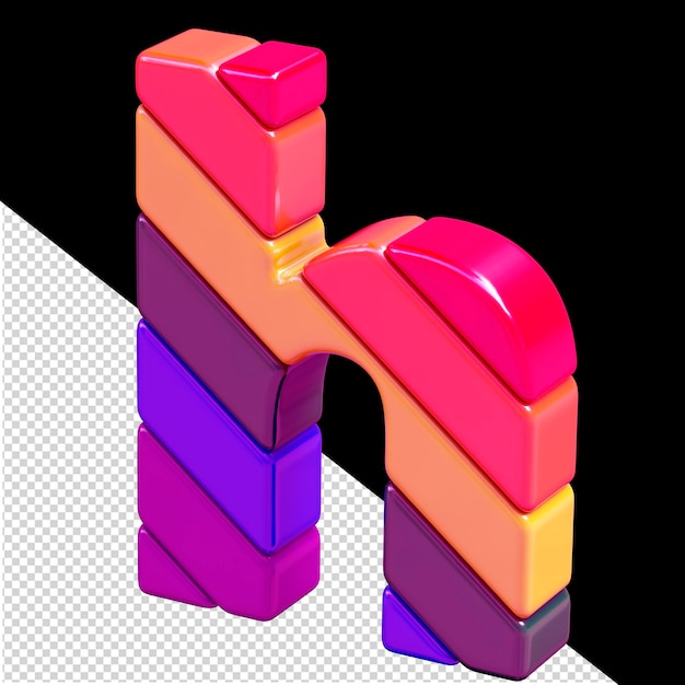 Color symbol made of diagonal blocks letter h