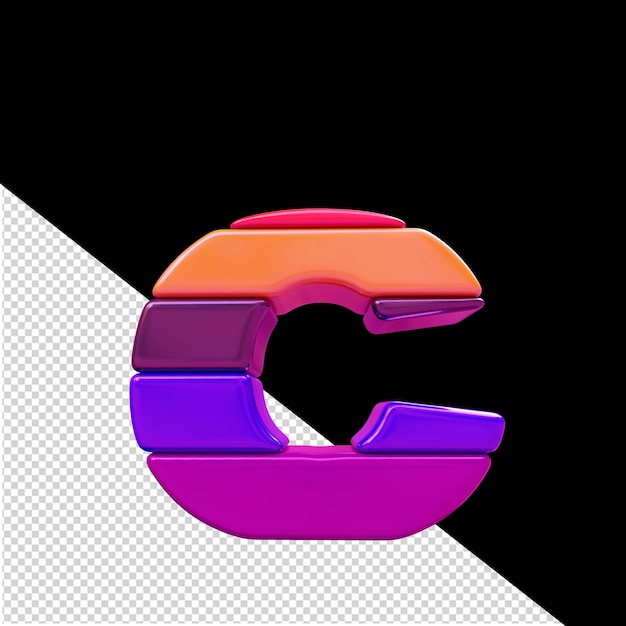 Color symbol made of horizontal blocks letter c