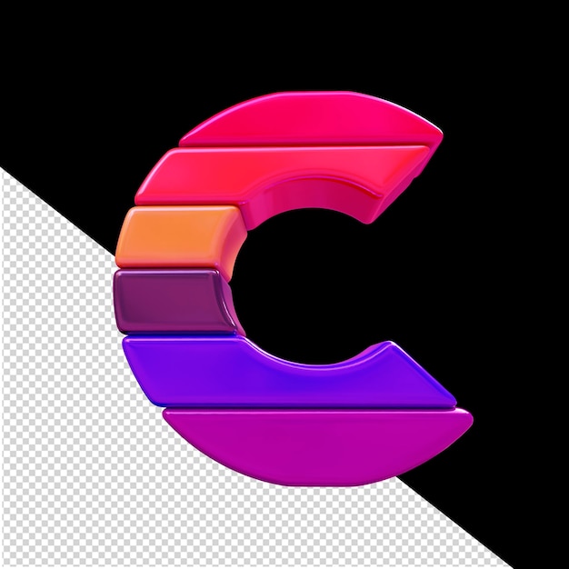 Color symbol made of horizontal blocks letter c