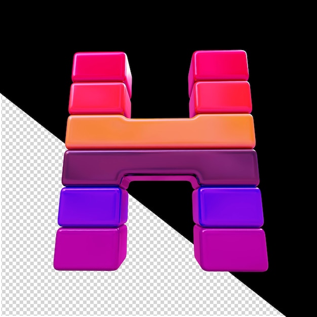 Color symbol made of horizontal blocks letter h