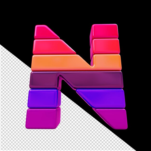 Color symbol made of horizontal blocks letter n