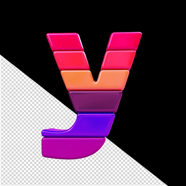 Color symbol made of horizontal blocks letter y