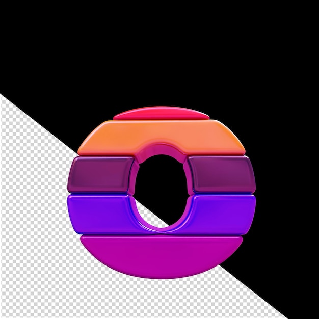 PSD Цветной символ из горизонтальных блоков буква о