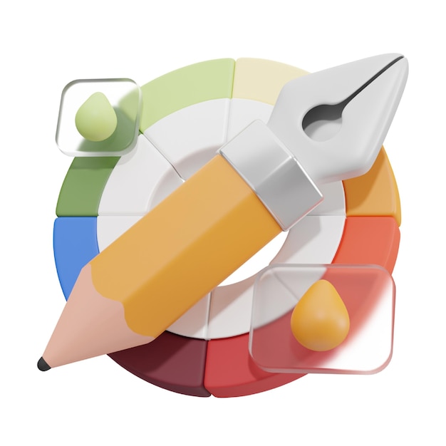 PSD color wheel 3d icon for graphic design