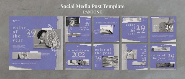 PSD color of the year 2022 instagram posts template