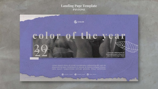 PSD modello di pagina di destinazione del colore dell'anno 2022