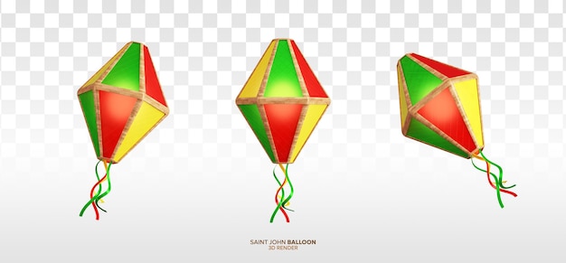 PSD colorato balao de sao joao festa junina raccolta di rendering 3d isolata