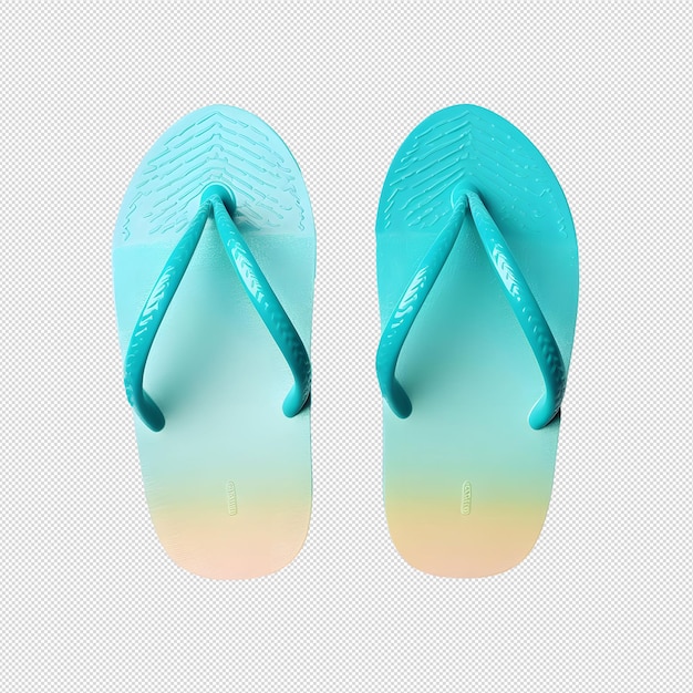 PSD colored beach flip flops without background