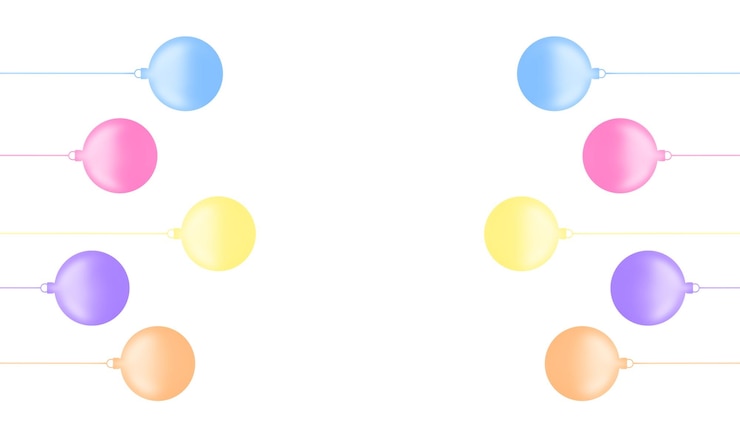 PSD colored christmas balls hanging horizontally on a white background