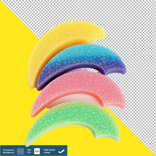 PSD colored crescent rubber segments transparent background png psd