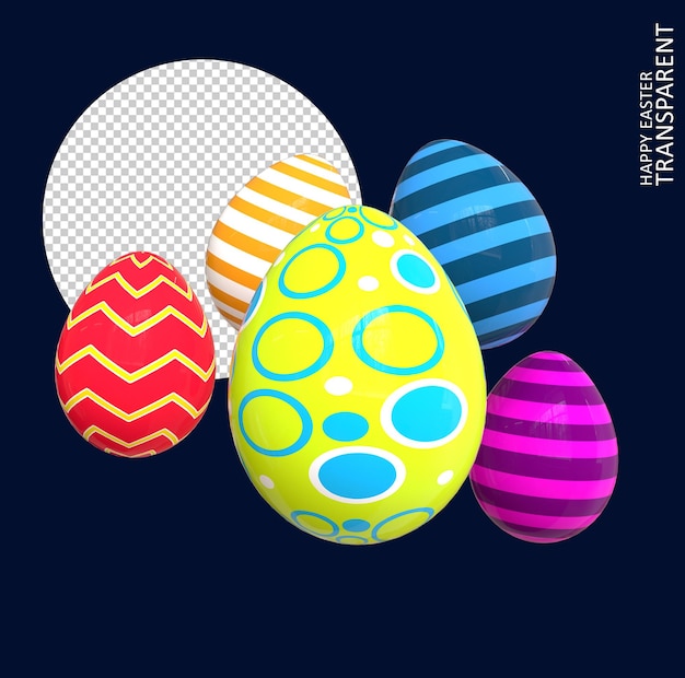 Colored easter eggs 3d render