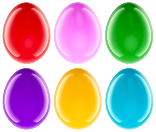colored easter eggs 3d rendering isolated on transparent background