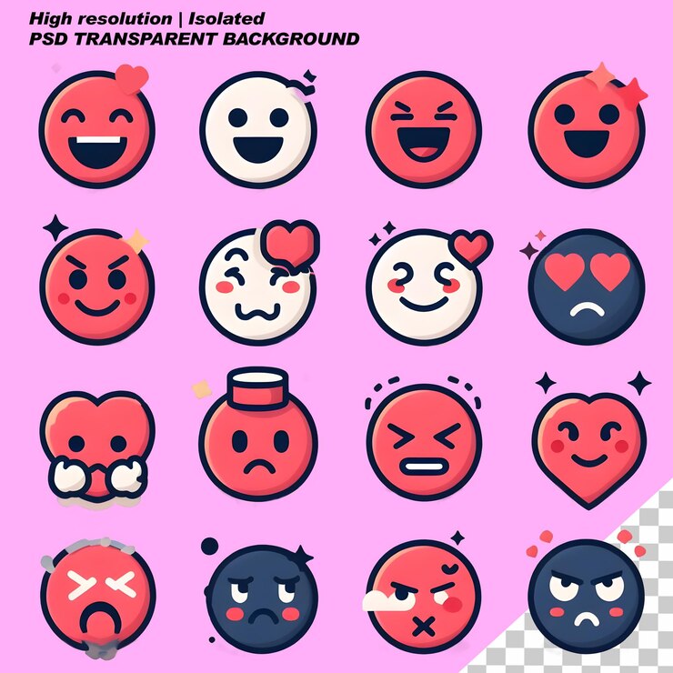 PSD 컬러 이모티콘 반응 이모티콘 컬렉션
