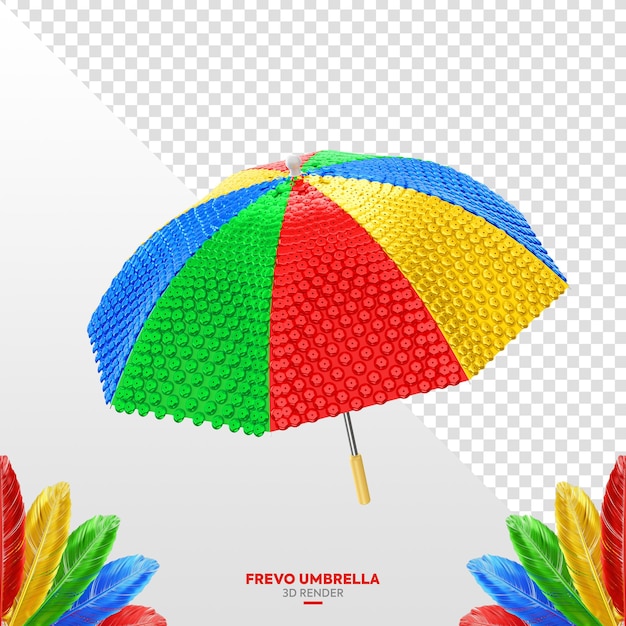 PSD colored frevo umbrella for brazilian carnival realistic 3d render carnaval brasil
