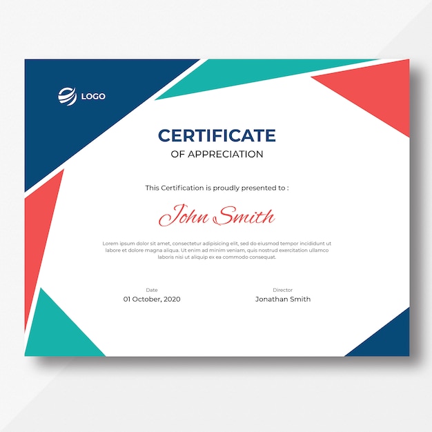 Colored Geometric Shapes Certificate Design Template