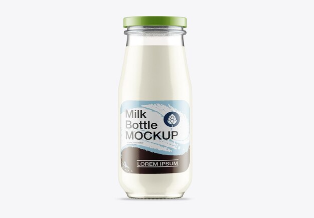 PSD colored glass milk bottle mockup