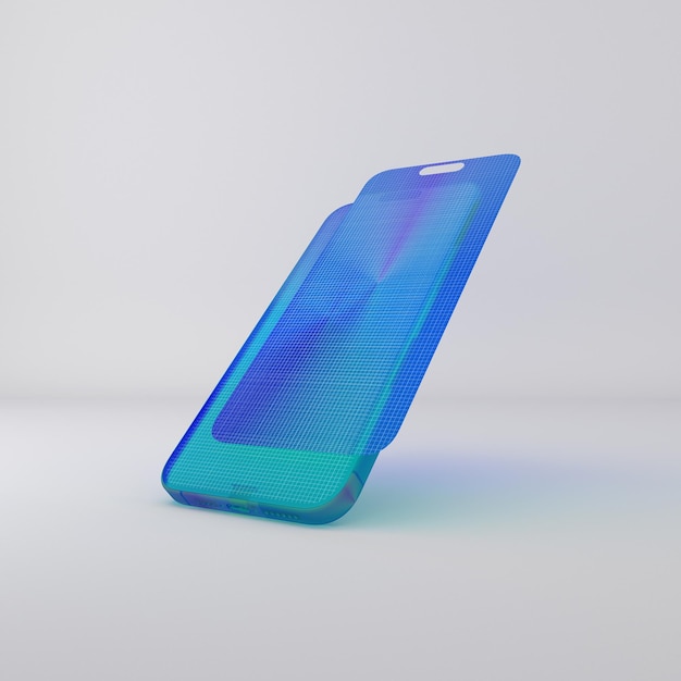 PSD colored glass phone 15 pro mockup